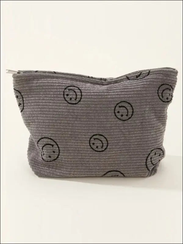 Zenana Corduroy Smile Clutch Bag - Dark Gray / One Size