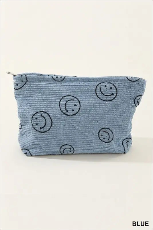 Zenana Corduroy Smile Clutch Bag - Dusty Blue / One Size