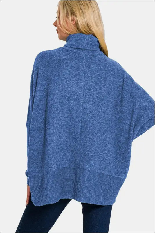 Zenana Full Size Brushed Melange Hacci Turtleneck Sweater