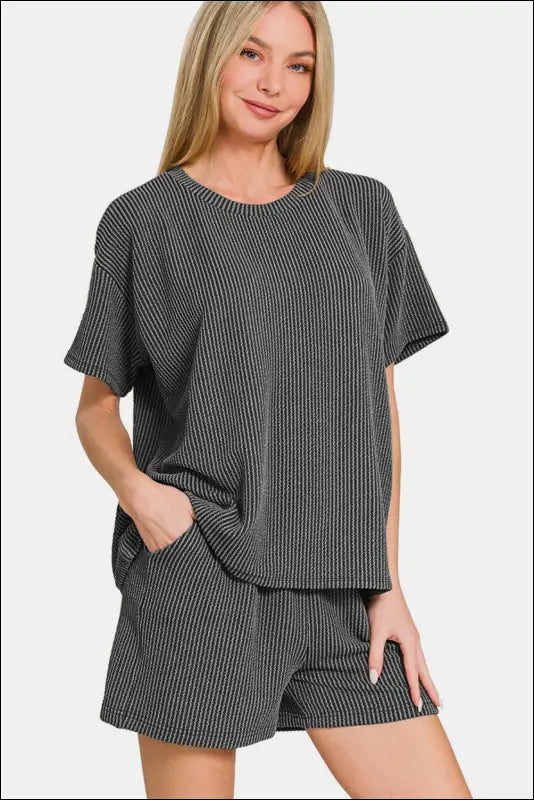 Zenana Half Snap Long Sleeve Hoodie with Kangaroo Pocket - Brushed Hacci Drop Shoulder Cropped