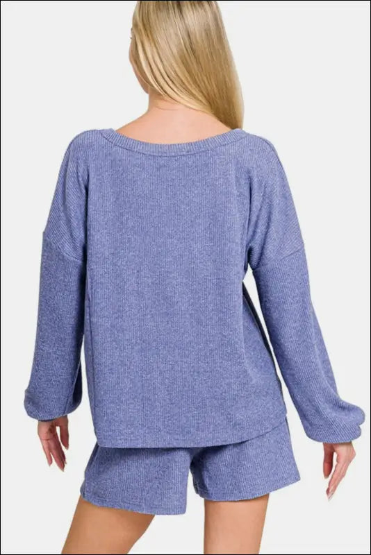 Zenana Half Snap Long Sleeve Hoodie with Kangaroo Pocket - Brushed Hacci Drop Shoulder Cropped